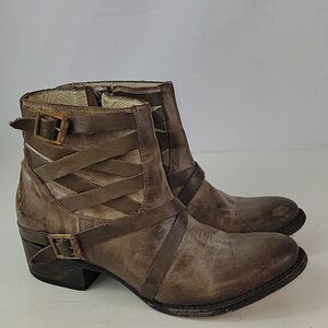 Freebird By Steven Sammi Brown Leather Ankle Boots